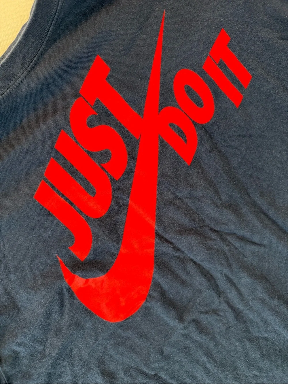 Vintage Nike Long Sleeve Crewneck with Red 'Just Do It' Logo on Navy